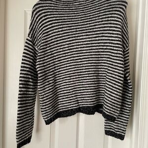 Anthropologie Black and White Striped Turtleneck Sweater
